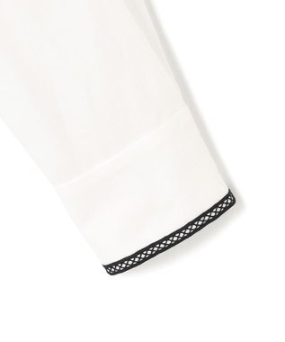 ICB 【日本製】 コットンリネンタンブラー ブラウス オフホワイト×ブラック系