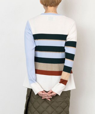 TRICOTE ボーダーリブニット 90WHITE