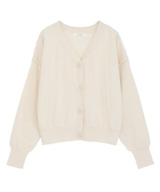 Green Parks チュールドッキングＶネックニットカーディガン Ivory