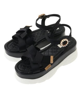 Maison de FLEUR リボンビジュースニーカーサンダル Black