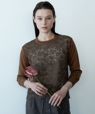 自由区 【カトリエムブーケ】Tricot de dentelle レースプルオーバーニット