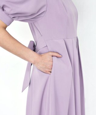 Tiaclasse L 【洗える】パフスリーブワンピース ラベンダー