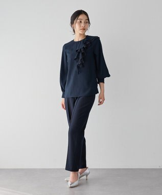 YECCA VECCA アシメラッフルブラウス Navy
