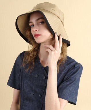 TOCCA 【紫外線90%カット・吸水速乾・抗菌防臭・接触冷感・洗える・サイズ調整可】TRIM RIBBON BUCKET HAT バケットハット ベージュ系
