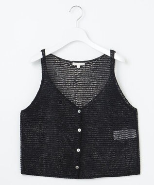 自由区 クロッシェライクニット ジレ ブラック