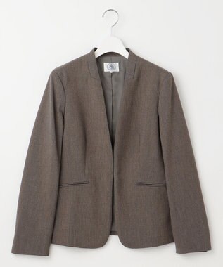 J.PRESS LADIES T/Rアルガンシルク ノーカラー ジャケット ブラウン系