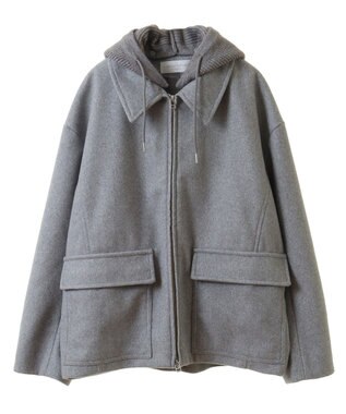 Green Parks ２ＷＡＹニットフードウールライクジャケット Gray Mixture