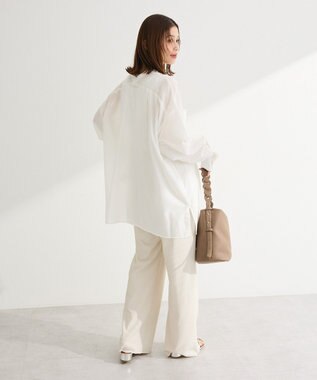 Green Parks 綿麻混Ｖネックオーバーサイズシャツ Off White