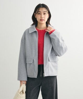 Green Parks ２ＷＡＹニットフードウールライクジャケット Gray Mixture