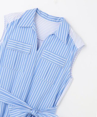 GRACE CONTINENTAL ティアードコンビシャツワンピース ストライプ