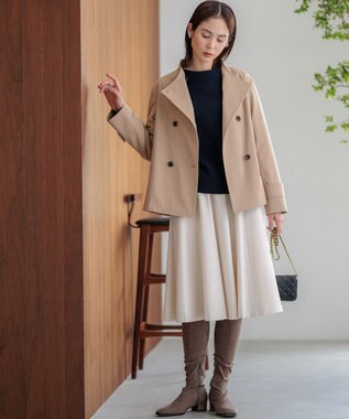 組曲 【WEB限定カラーあり】ウールライクストレッチ フレアスカート アイボリー系