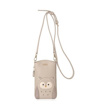 IBIZA アニマーダ　牛革　スマートフォンポシェット（フクロウ） ライトグレー