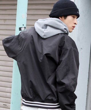 WEGO 【ユニセックス着用ITEM】2WAYフードワッペンスタジャン ブラック