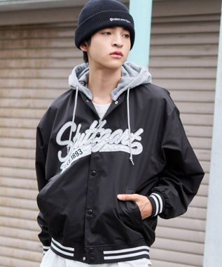 WEGO 【ユニセックス着用ITEM】2WAYフードワッペンスタジャン ブラック