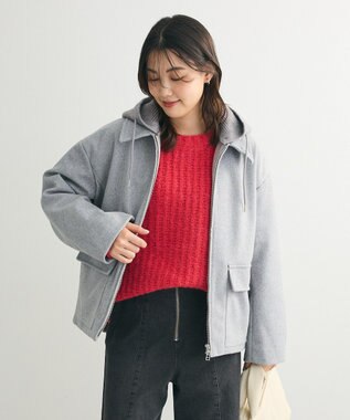 Green Parks ２ＷＡＹニットフードウールライクジャケット Gray Mixture