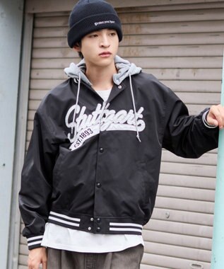 WEGO 【ユニセックス着用ITEM】2WAYフードワッペンスタジャン ブラック