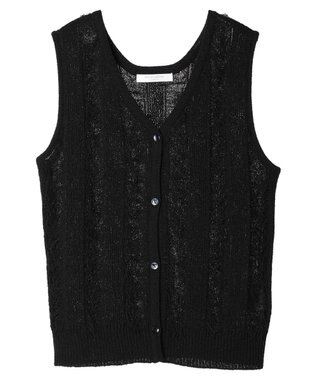Green Parks フリンジニットベスト Black