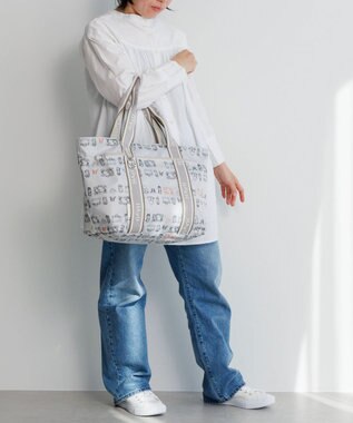 ACE BAGS & LUGGAGE 【雑誌掲載】 HAyU × ace.  フォールディング 折り畳みトートバッグ 猫柄 22L 17861 ライトベージュ柄