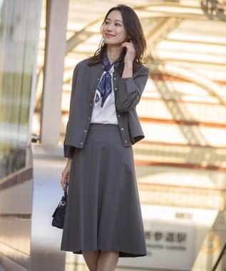 J.PRESS LADIES 【洗える】プレーティングジャージー フロントタック カットソー ホワイト系