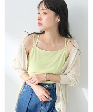 earth music&ecology キラキララインストーンキャミ Lime Green