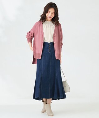 ANY SIS 【洗える】Vネックミディ カーディガン プラムピンク