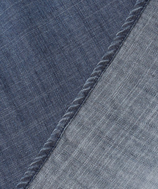 自由区 【洗える・XSサイズあり】テンセルリネンデニム  ブラウス ネイビー系