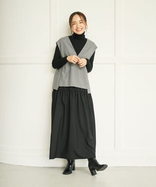 #Newans セットアップライクワンピース ライトグレー×ブラック