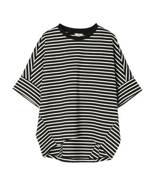 AMERICAN HOLIC 抗菌防臭＋接触冷感　コクーンカットプルオーバー Border Black