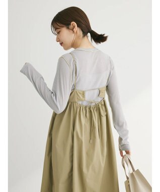 Green Parks 配色ステッチシアーリブプルオーバー Gray