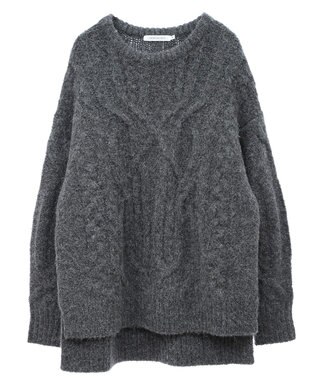 AMERICAN HOLIC ローゲージアラン柄ニットプルオーバー Gray Mixture