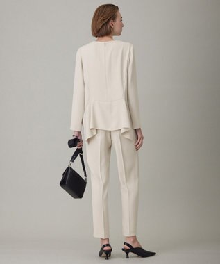 ICB 【洗える】ライトダブルクロス ペプラムブラウス トープ系