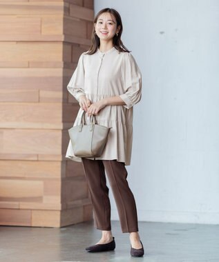 ANY 【ストレッチ/ウエストゴム】イージーケア美脚 パンツ ブラウン