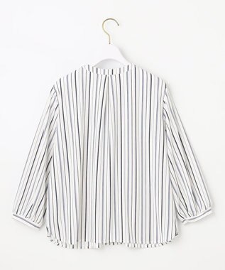 ANY SIS 【接触冷感・吸水速乾・UVケア】エアリードレープスムース 七分袖ブラウス オフストライプ