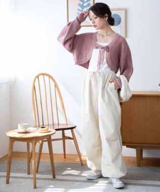 WEGO リボンニットボレロ ピンク