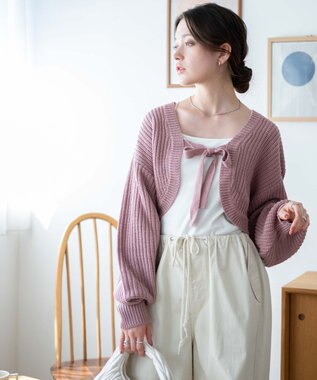 WEGO リボンニットボレロ ピンク