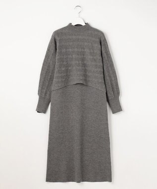 ANY SIS S 【2SET】ニット ボレロ × ワンピース セット スレート×ブラック