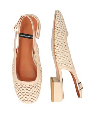 INTER-CHAUSSURES 【ANGEL ALARCON】ラウンドトウメッシュバックバンド アイボリーコンビ