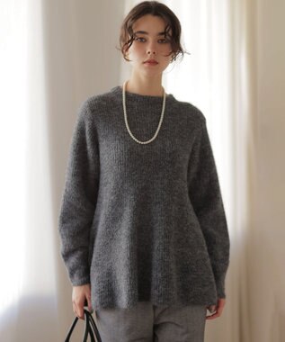 組曲 L へアリーヤーン フレア ニット チャコールグレー系