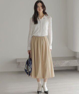 組曲 【WEB限定】フラワーチュールブラウスライク カットソー アイボリー系