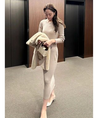 Green Parks タイトシルエットリブニットワンピース Light Gray