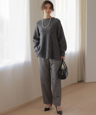 組曲 L へアリーヤーン フレア ニット チャコールグレー系