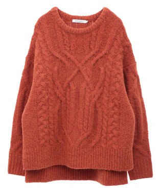 AMERICAN HOLIC ローゲージアラン柄ニットプルオーバー Red