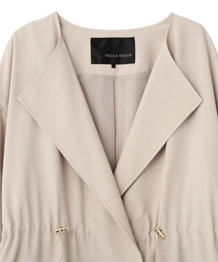 YECCA VECCA ノーカラーラペルロングコート Gray Beige