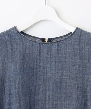 自由区 【洗える・XSサイズあり】テンセルリネンデニム  ブラウス ネイビー系