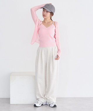 earth music&ecology レースリブキャミソール Pink