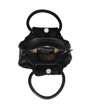 INTER-CHAUSSURES 【ANDREA CARDONE】異素材コンビハンドバッグ ブラックコンビ