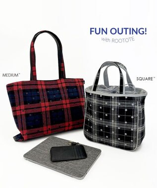 ROOTOTE 1344【フェルト生地】LT.スクエア.ドットチェック-A 01：ブラック