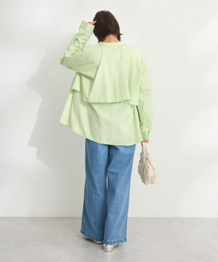CRAFT STANDARD BOUTIQUE バックフリルシャツ Stripe Green