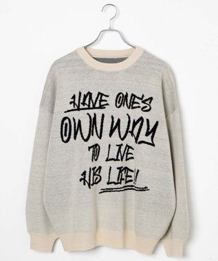 WEGO ハンドライティングジャガードニット ホワイトアイボリー