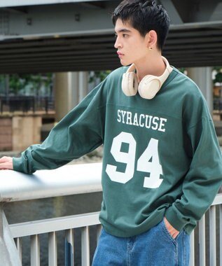 WEGO 【ユニセックス着用ITEM】ナンバリングフットボールBIG　T（LS） ダークグリーン